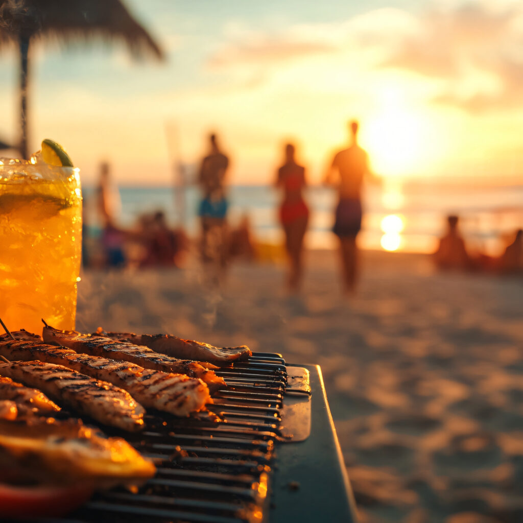 barbecue à la plage en détente entre ami(e)s