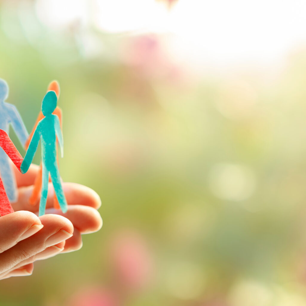 diversity inclusion and equality concept paper people silhouettes on hands