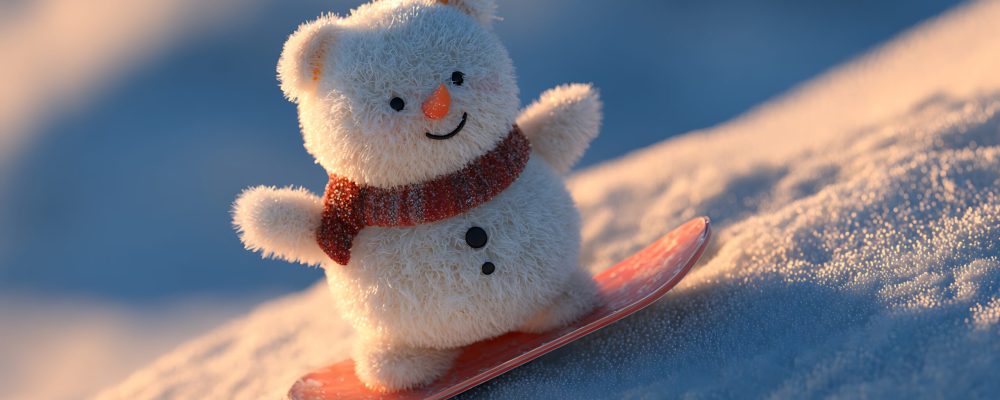 Aimer l'hiver avec ARTES Bonhomme de neige faisant du surf